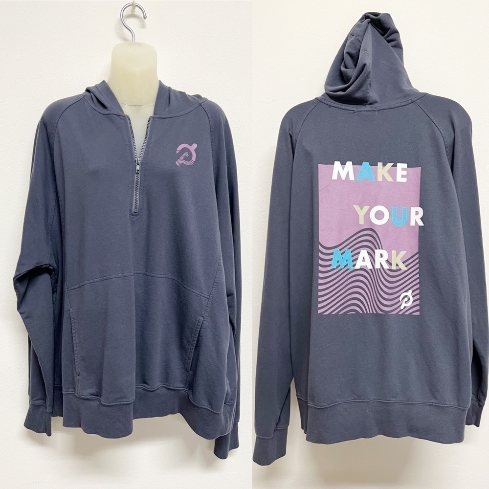 Peloton Womens Plus Blue Purple Long Sleeve Half Zip Make Your Mark Hoodie Sz 1X - Picture 2 of 12